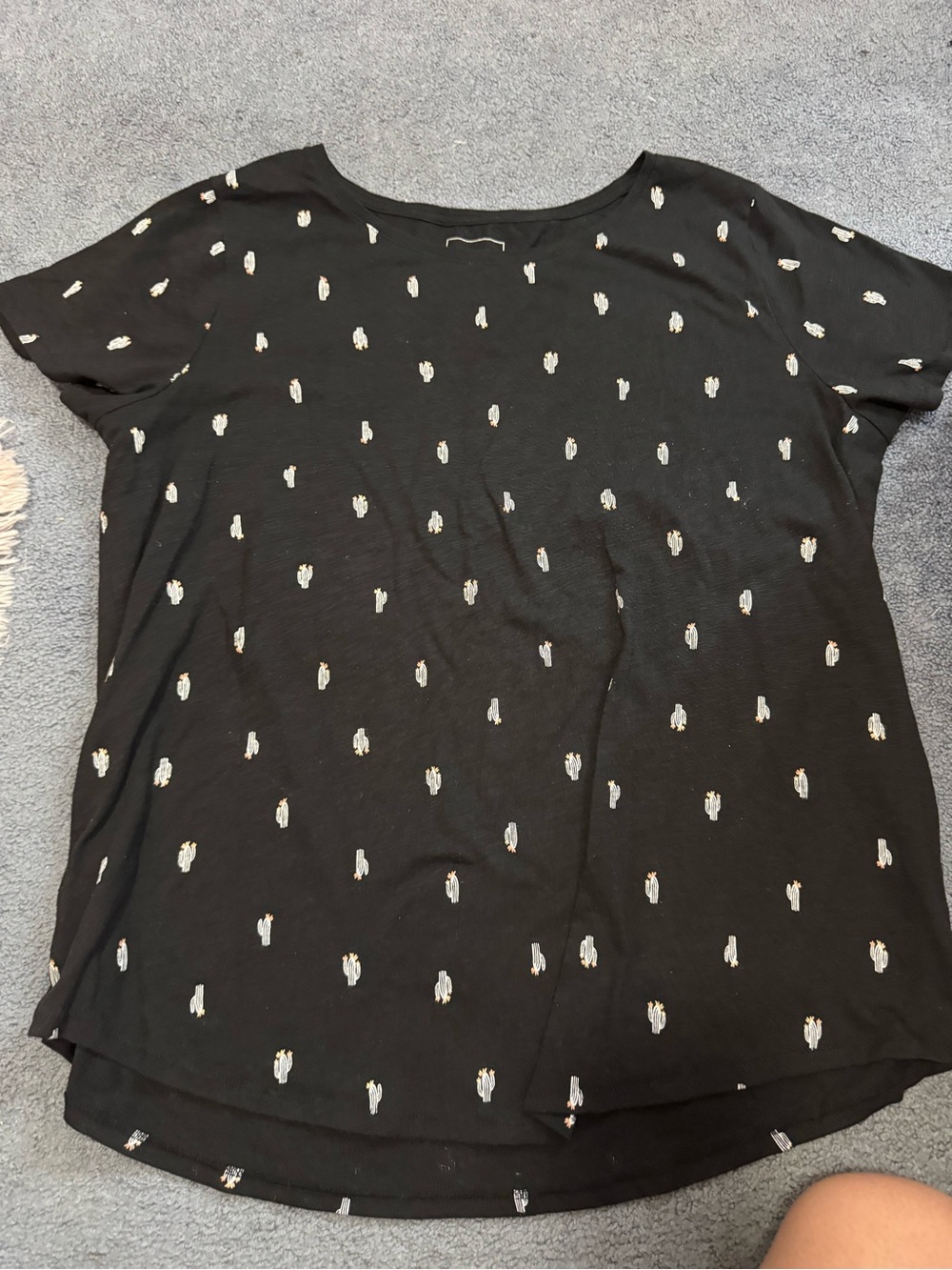 Sonoma Black Short-Sleeve Tee with Cream Cactus Embroidery